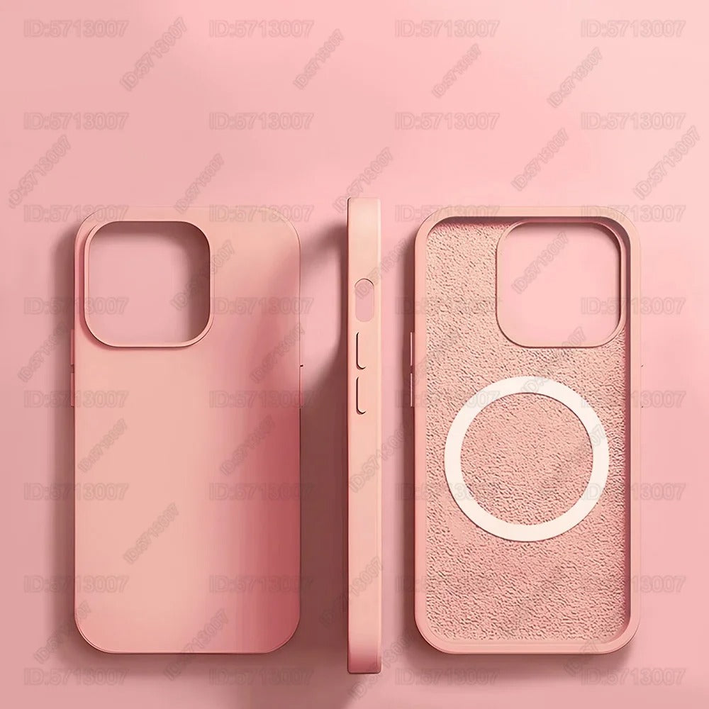 Original liquid silicone magnetic shockproof case for iPhone 16, 15 Pro Max 16 Plus, compatible with MagSafe wireless charging.