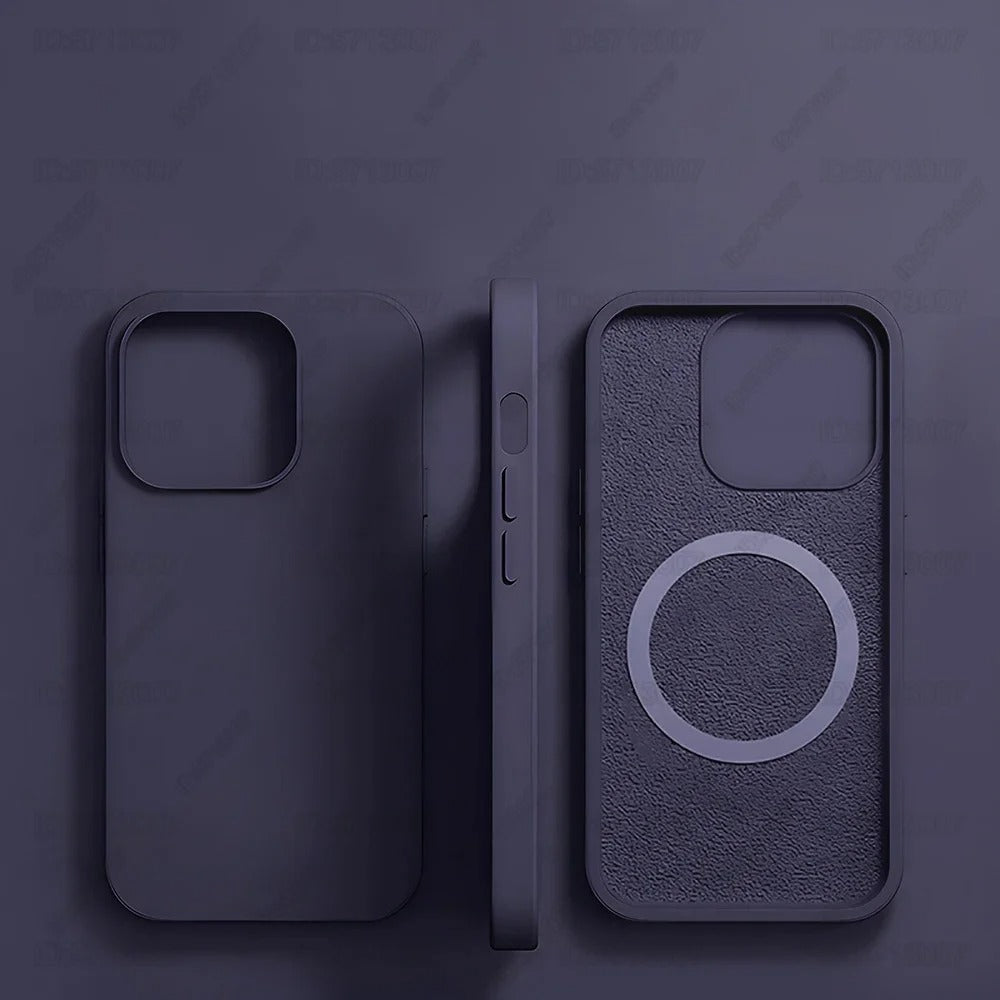 Original liquid silicone magnetic shockproof case for iPhone 16, 15 Pro Max 16 Plus, compatible with MagSafe wireless charging.
