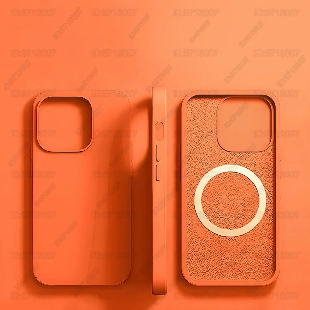 Original liquid silicone magnetic shockproof case for iPhone 16, 15 Pro Max 16 Plus, compatible with MagSafe wireless charging.