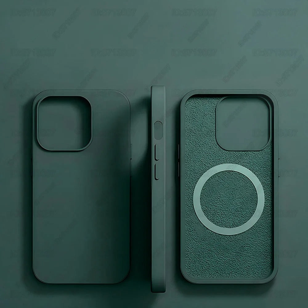 Original liquid silicone magnetic shockproof case for iPhone 16, 15 Pro Max 16 Plus, compatible with MagSafe wireless charging.