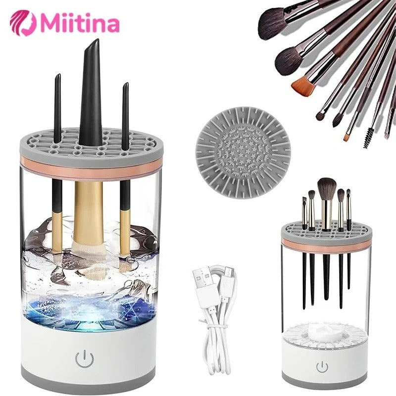 3 in 1 USB Plug Portable Electric Makeup Brush Cleaner with Eraser Makeup Machine for Deep Cleaning One-click Operation Suitable