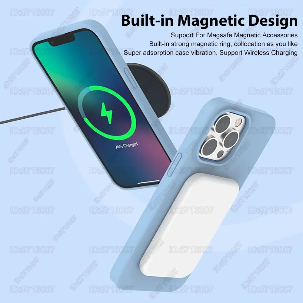 Original liquid silicone magnetic shockproof case for iPhone 16, 15 Pro Max 16 Plus, compatible with MagSafe wireless charging.