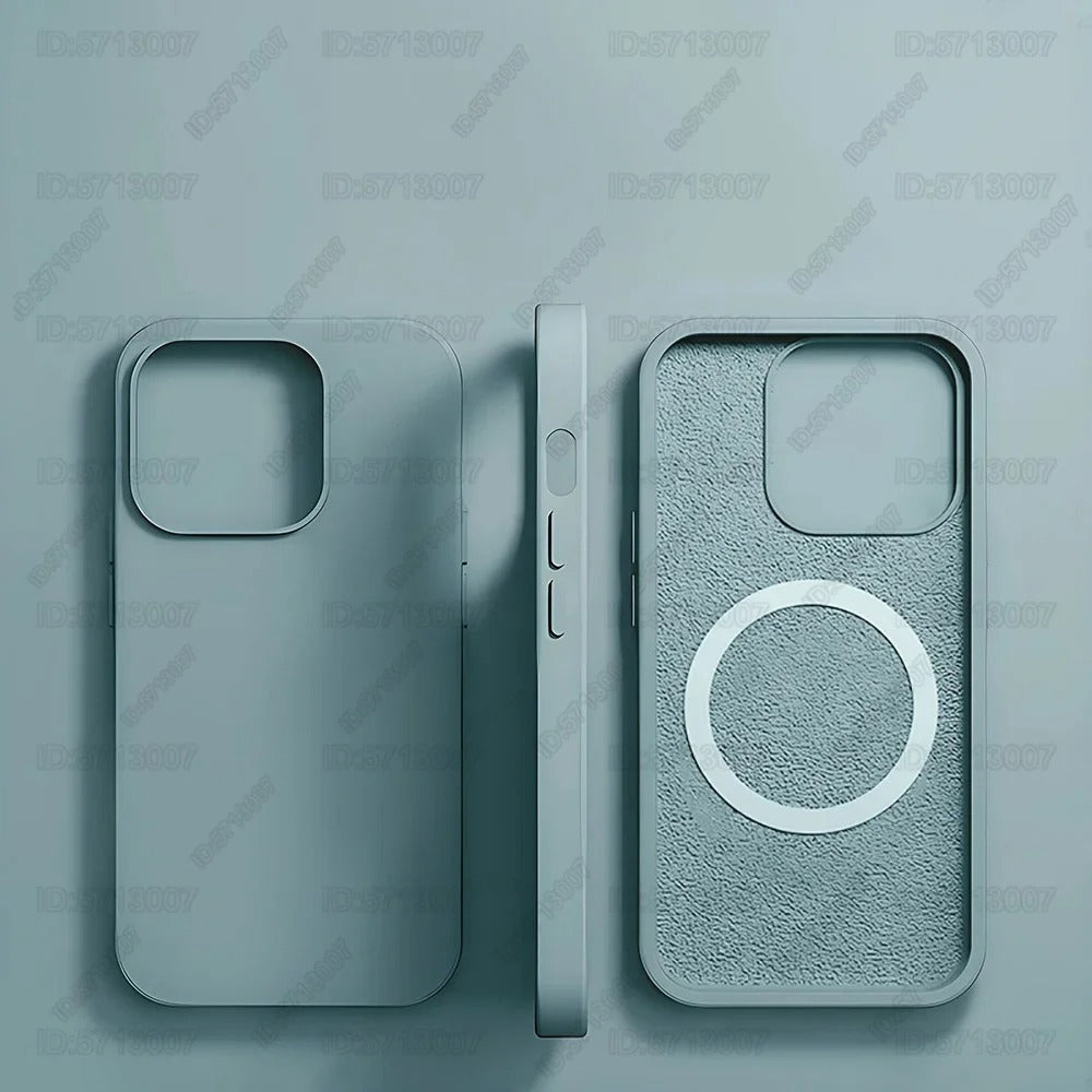 Original liquid silicone magnetic shockproof case for iPhone 16, 15 Pro Max 16 Plus, compatible with MagSafe wireless charging.